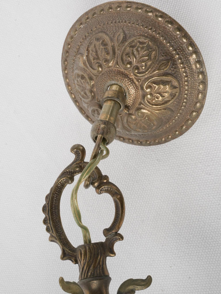 An Ornate Small French Cylindrical Gilt Bronze Hanging Lantern w/ Star Engraved Glass Early 20th Century - 16¼"