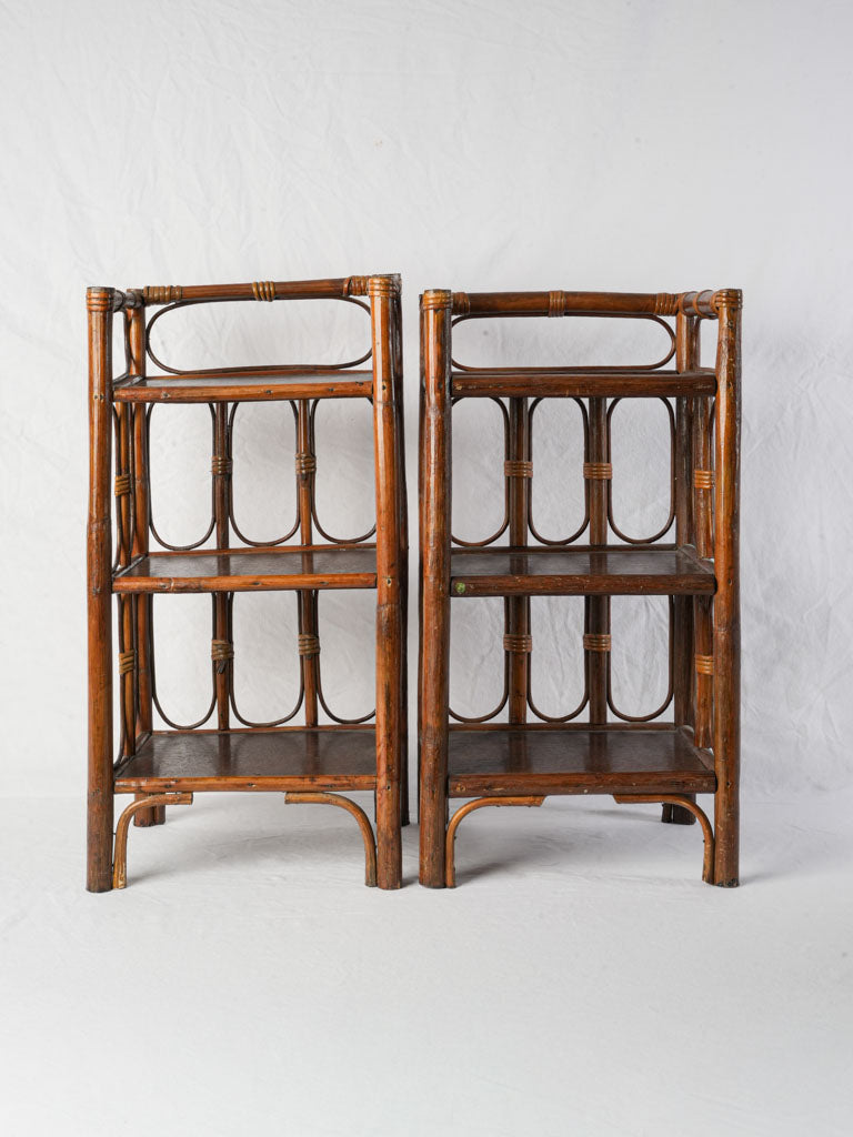 Honey-toned rattan side tables  