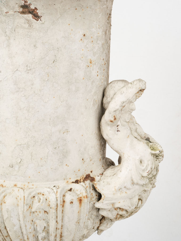 Painted Bacchus figure cast iron urn