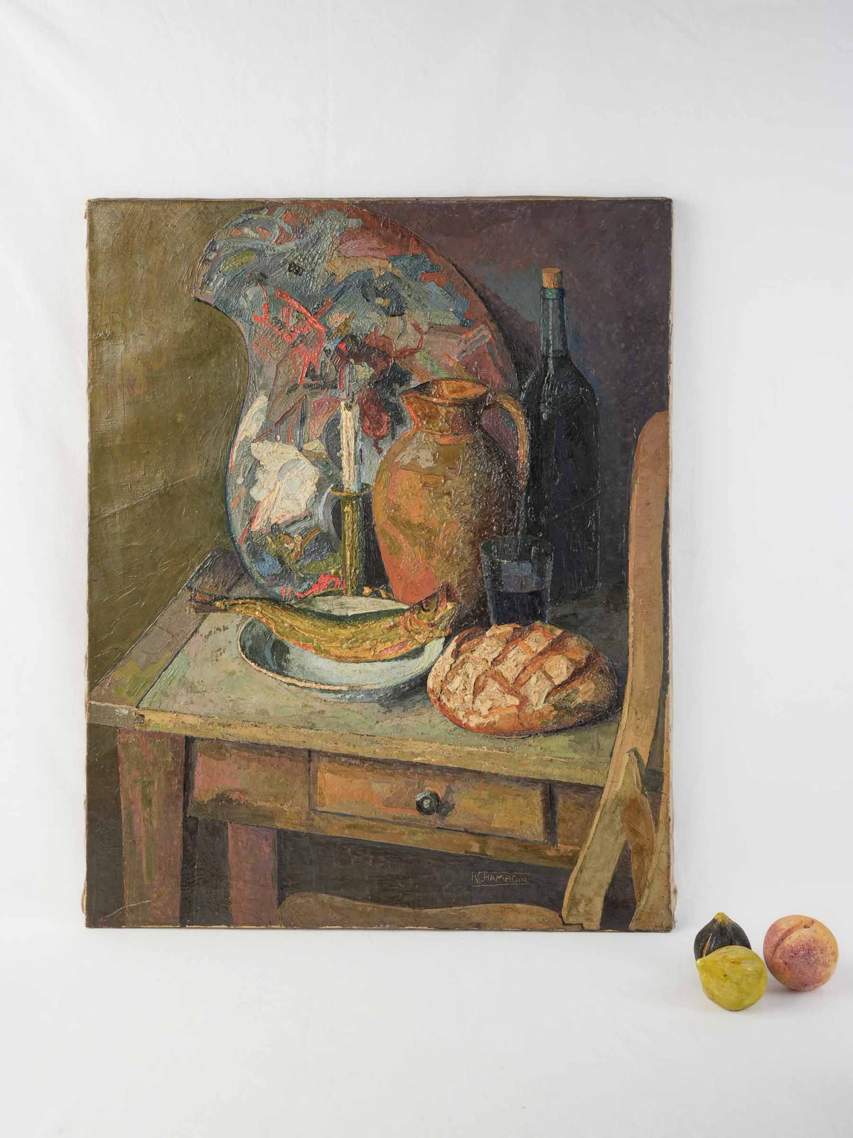 Early 20th-Century Palette Knife Oil Painting - Still Life with Artist’s Palette - 32¼" x 26"
