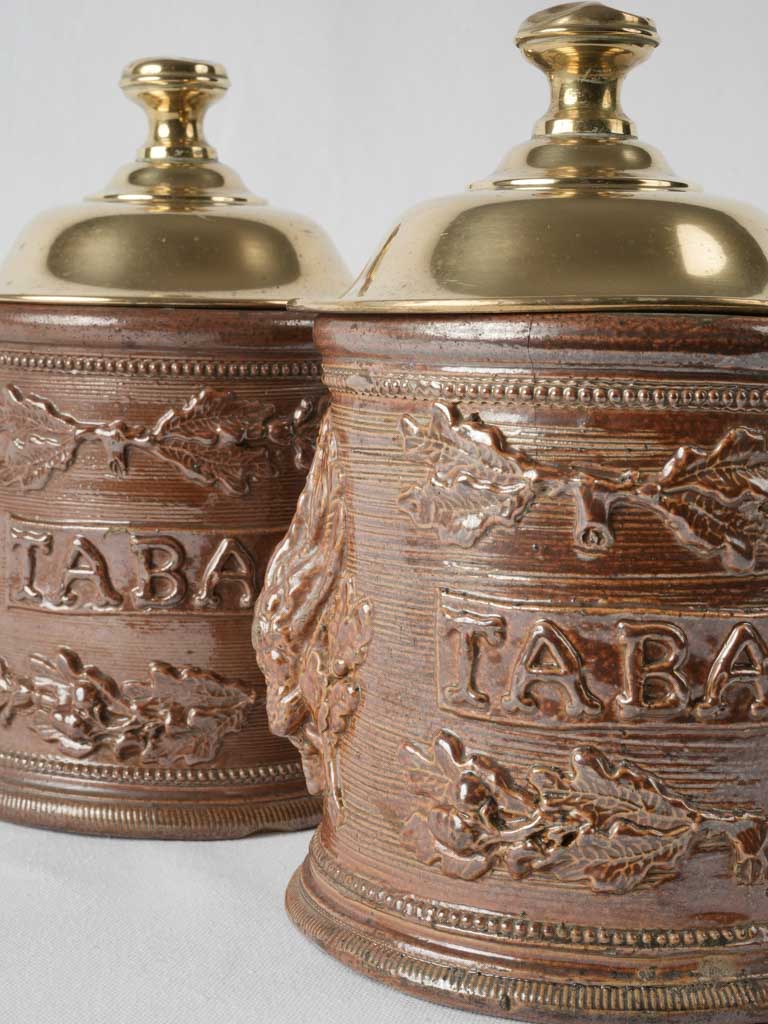 French Beauvais brown stoneware tobacco vessels