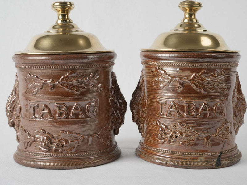 Old brass-topped tobacco jars