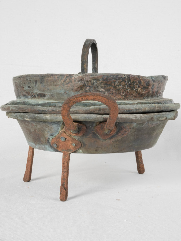 Handcrafted, weathered French copper pot