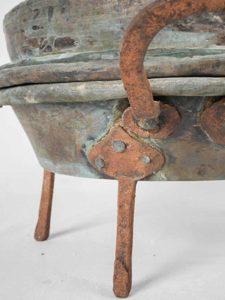 Authentic, antique French copper marmite