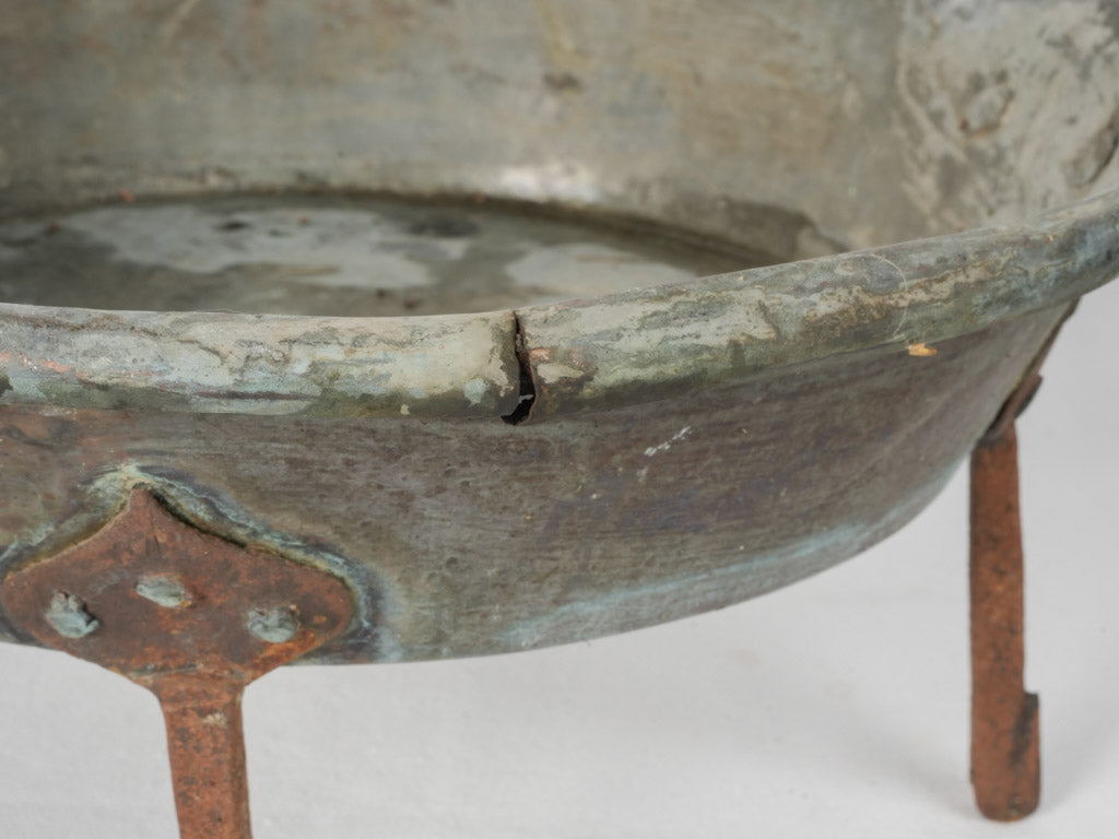 Handcrafted, weathered French copper pot