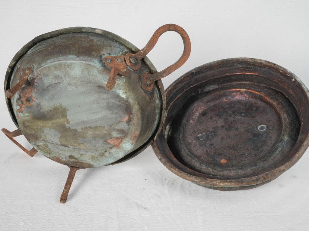 Authentic, antique French copper marmite