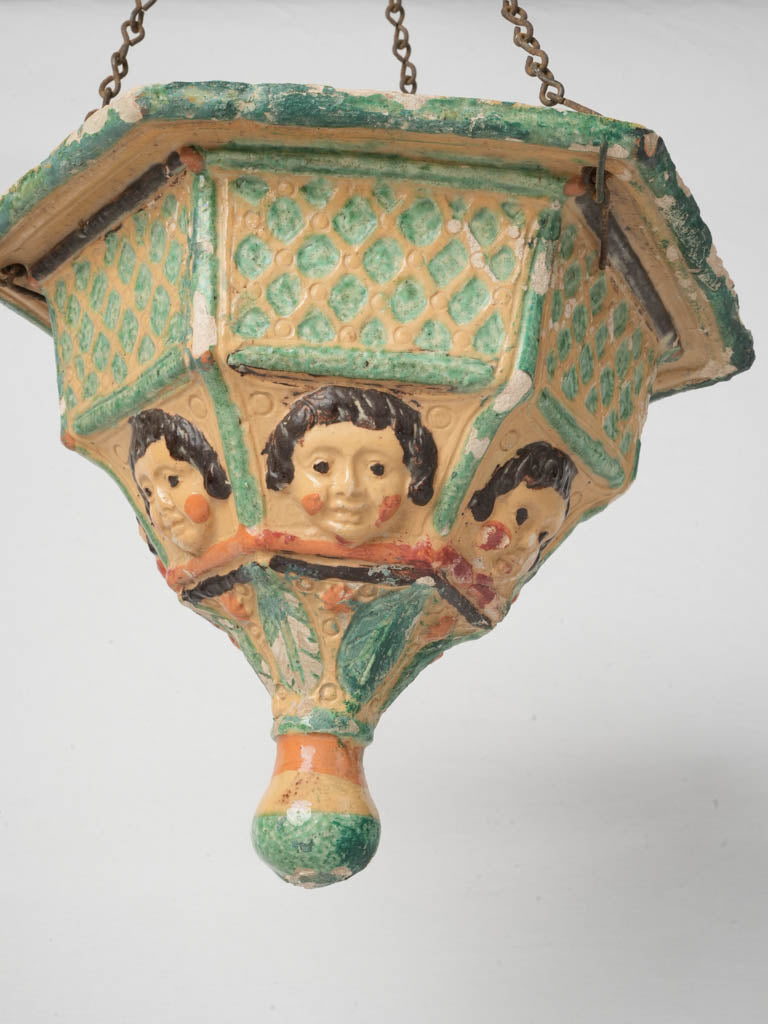 Historical polychromatic décor hanging planter
