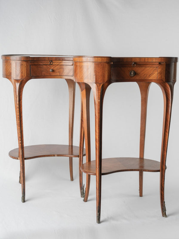 Louis XV-style inlaid marble nightstands