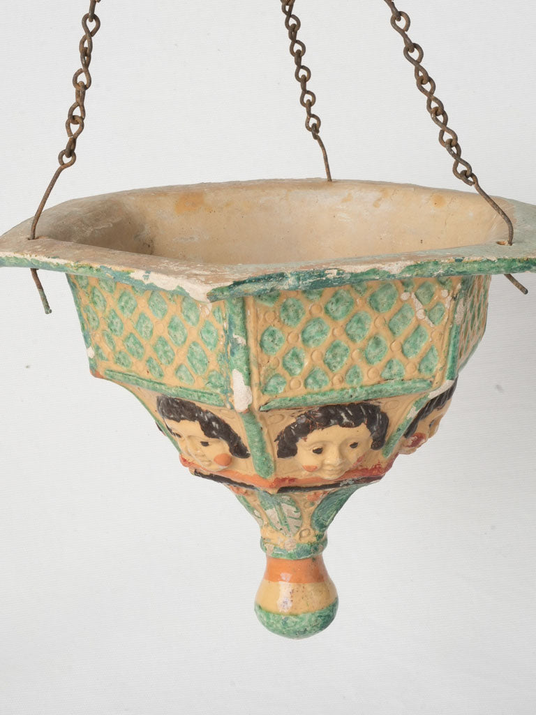 Whimsical painted finish hanging planter