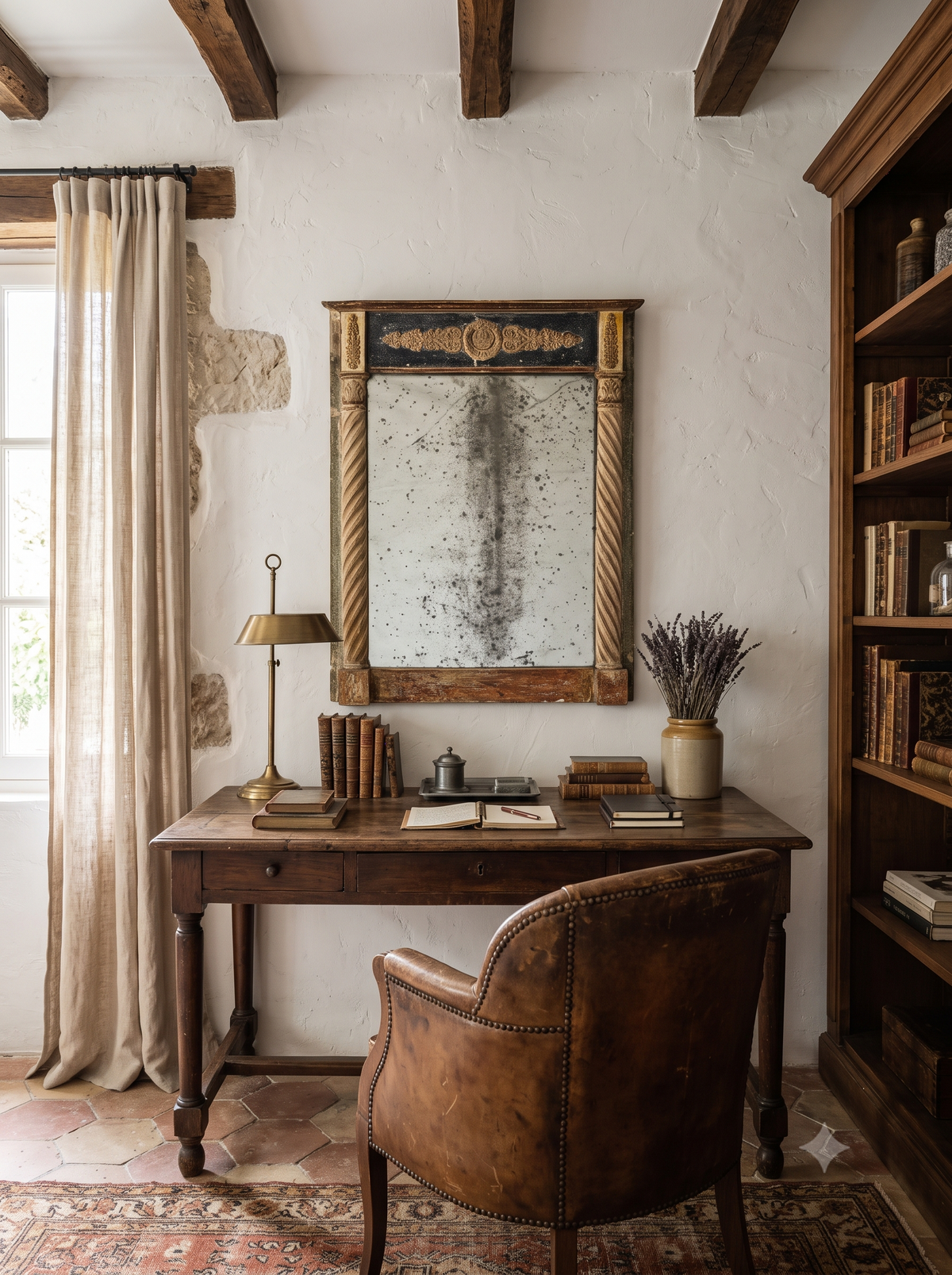 Early 19th-Century French Neoclassical Trumeau Mirror with Atmospheric Patina - 31" x 24½"