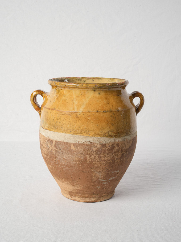 French Terracotta Confit Pot w/ Variegated Honey Glaze - 11"