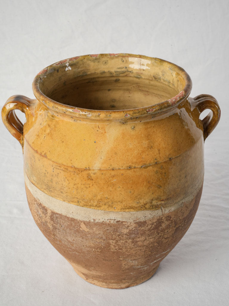 French Terracotta Confit Pot w/ Variegated Honey Glaze - 11"