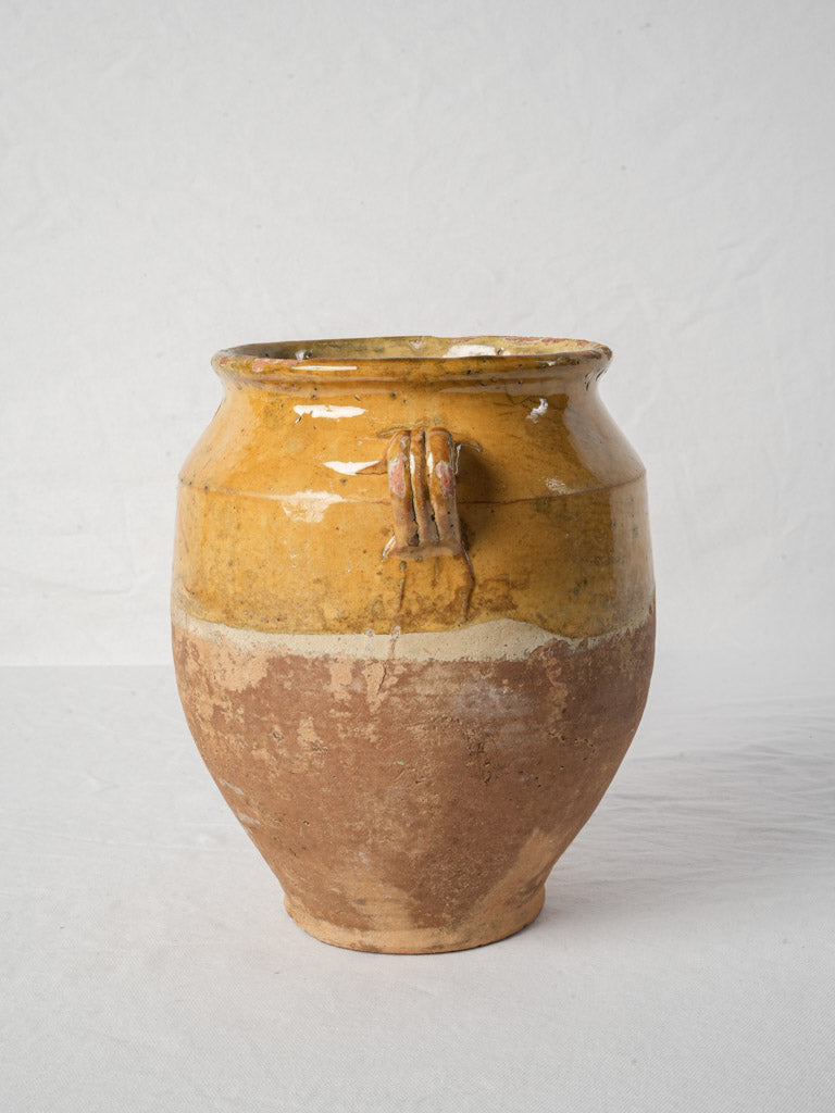 French Terracotta Confit Pot w/ Variegated Honey Glaze - 11"
