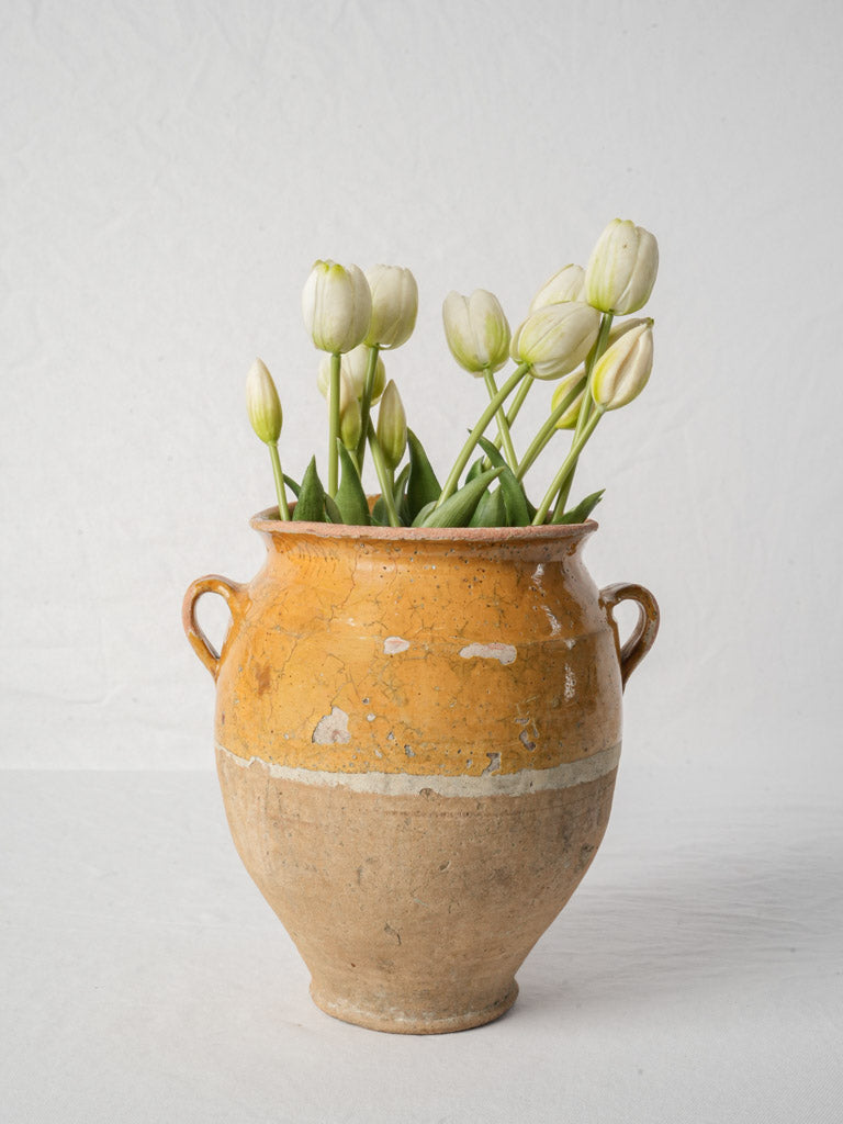 Antique French Yellow-Glazed Terracotta Confit Pot - 10¼"