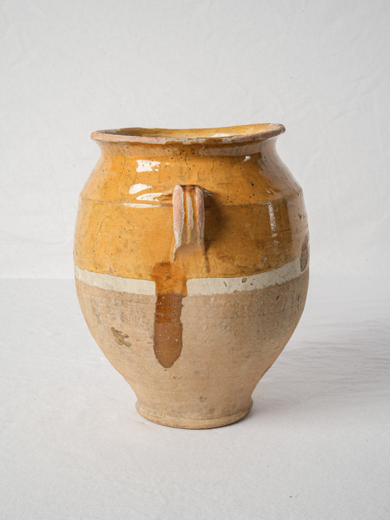 Antique French Yellow-Glazed Terracotta Confit Pot - 10¼"