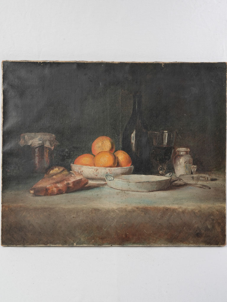 Antique vibrant oil painting still life