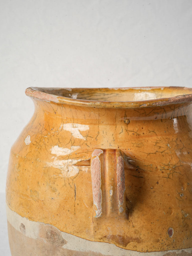 Antique French Yellow-Glazed Terracotta Confit Pot - 10¼"