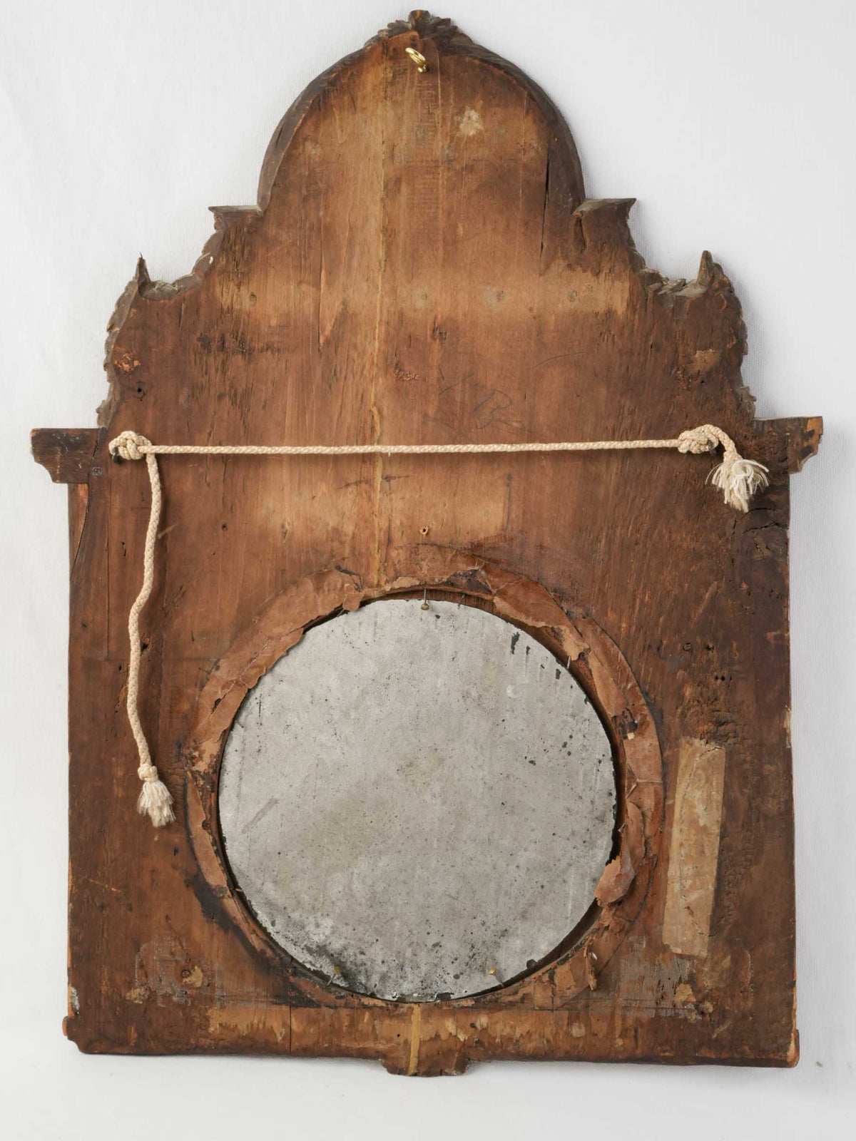 Early 19th-Century Italian Polychrome and Giltwood Mirror w/ Shaped Crest - 27¼" x 20½"
