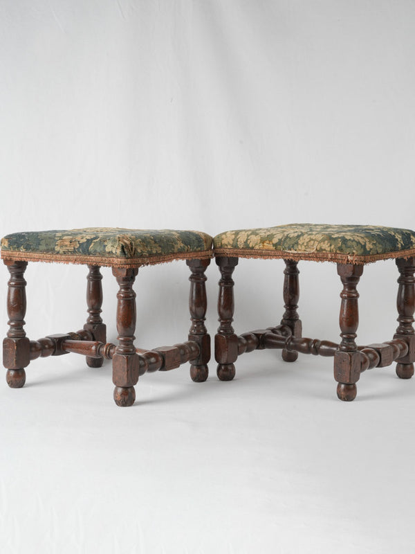 Flemish style wooden tapestry stools
