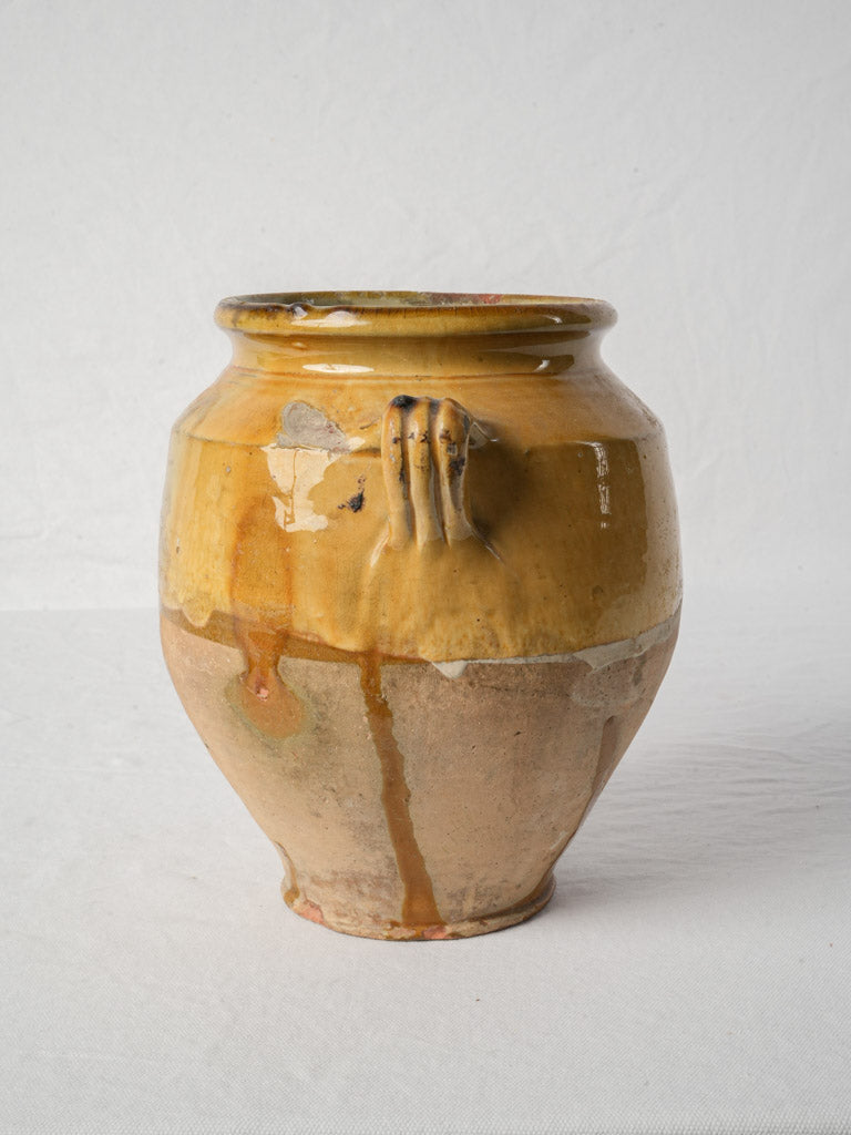 Antique earthenware French confit pot