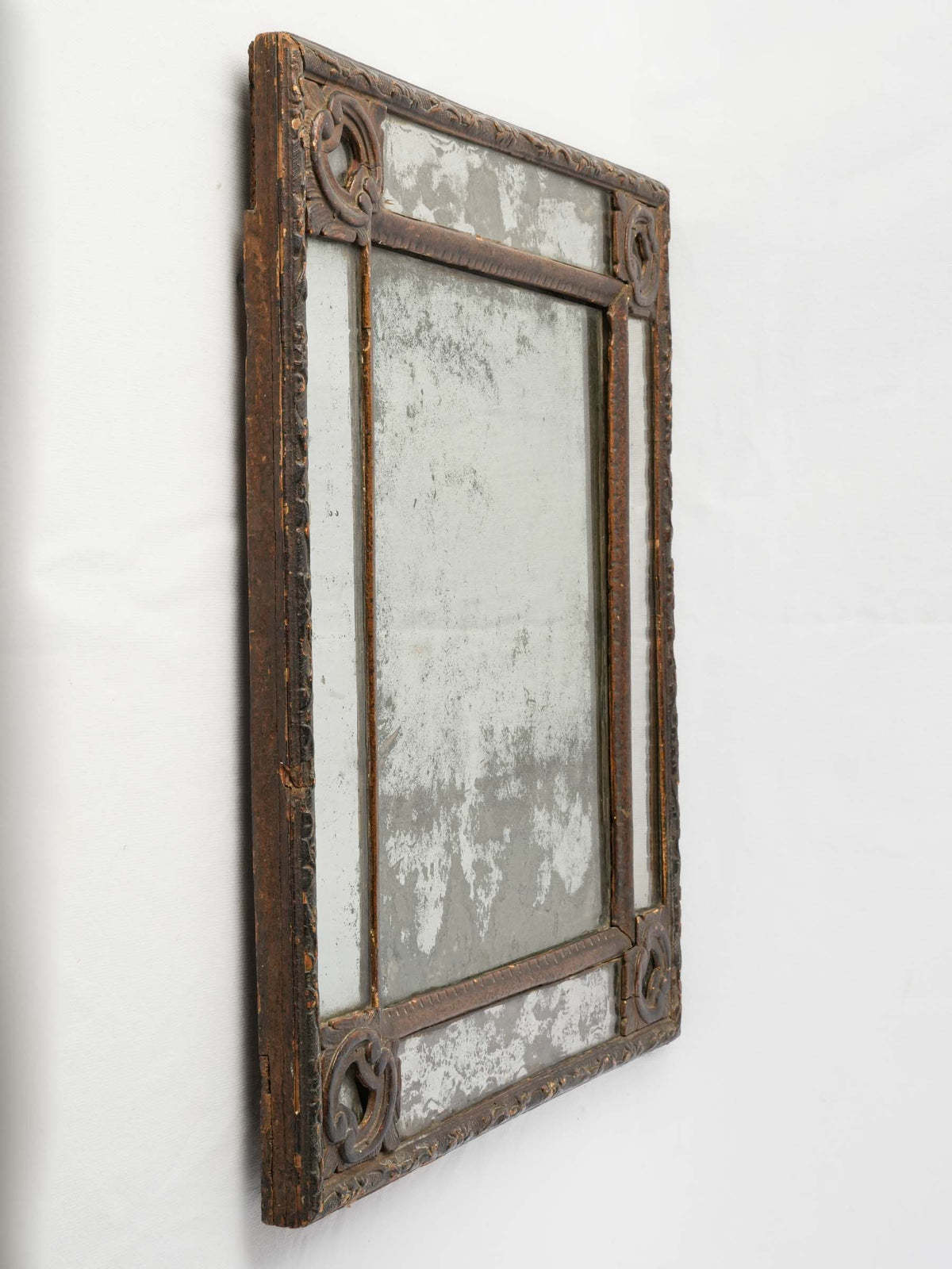 18th-Century French Giltwood Parclose Mirror w/ Foxed Glass - 22¾" x 20"