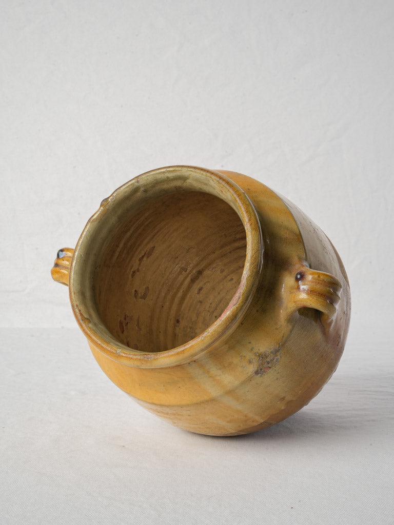 Distinctive loop-handled confit pot