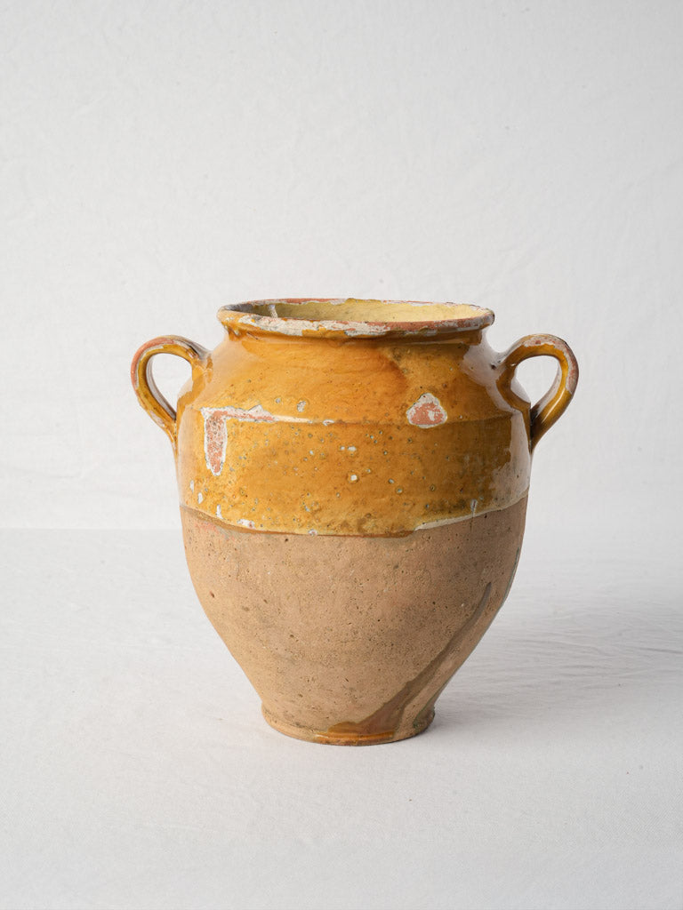 Antique French Ochre Glazed Terracotta Confit Pot - 11¾"