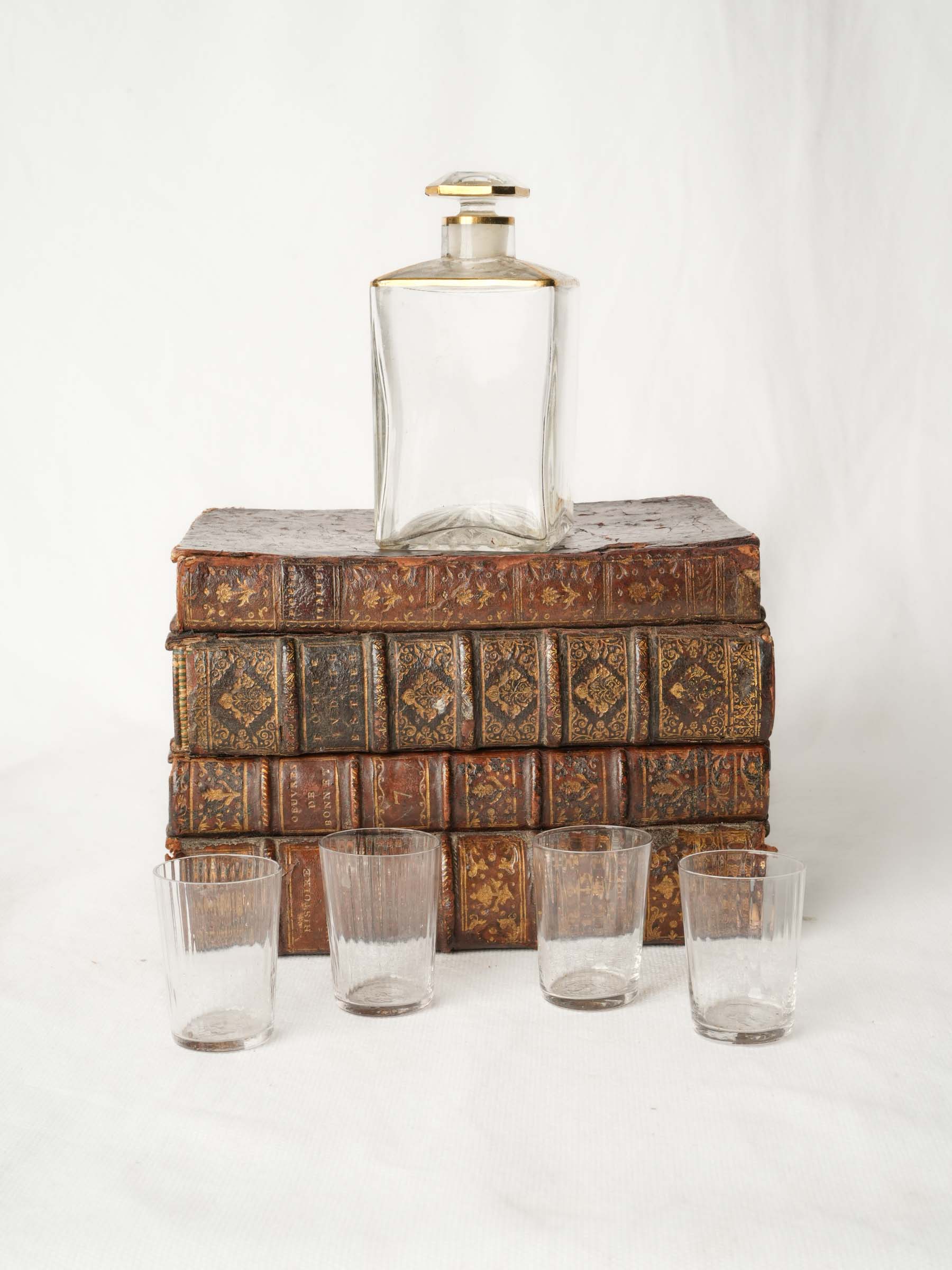 Petite French Hidden Drinks Set Disguised as Antique Books, Late 19th Century - 5½" x 8¾"