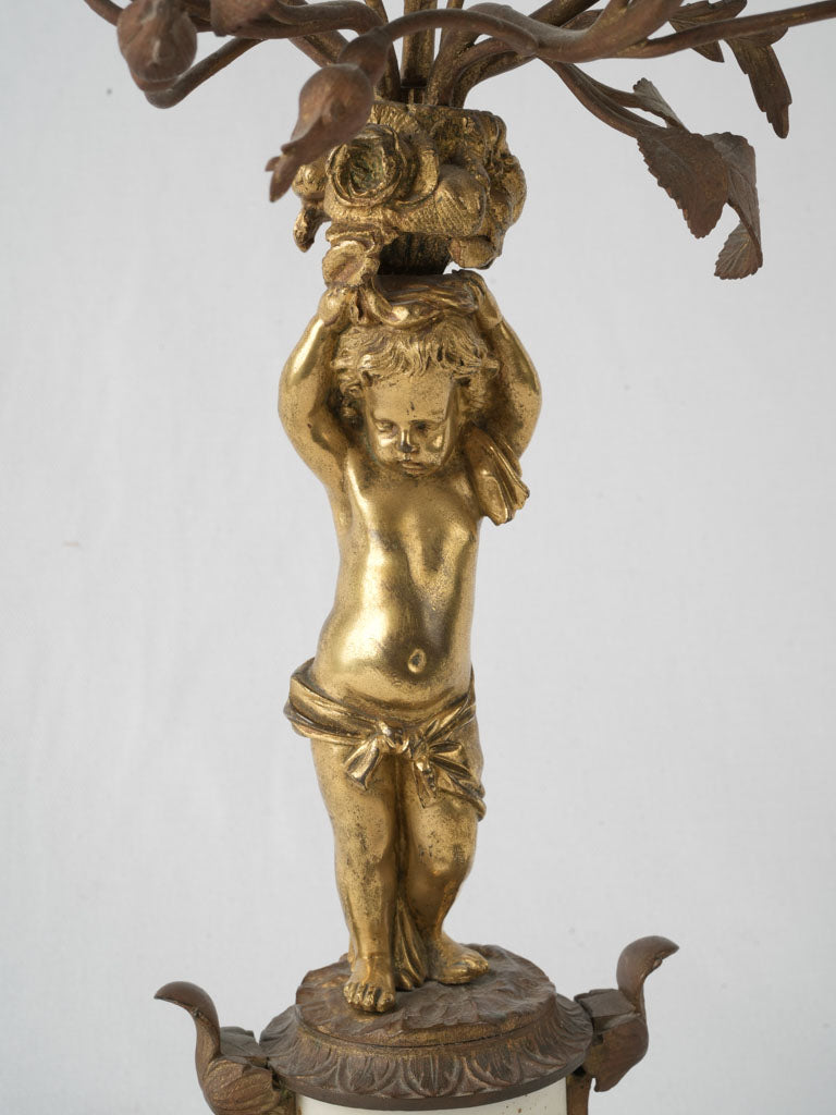 Vintage hand-finished brass floral candelabra