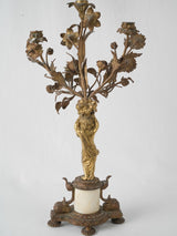 Antique lily and rose brass candelabra