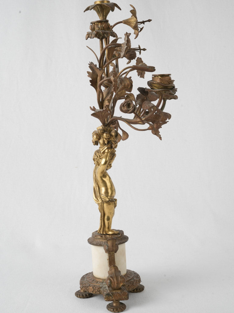 Whimsical ormolu and marble French candelabra