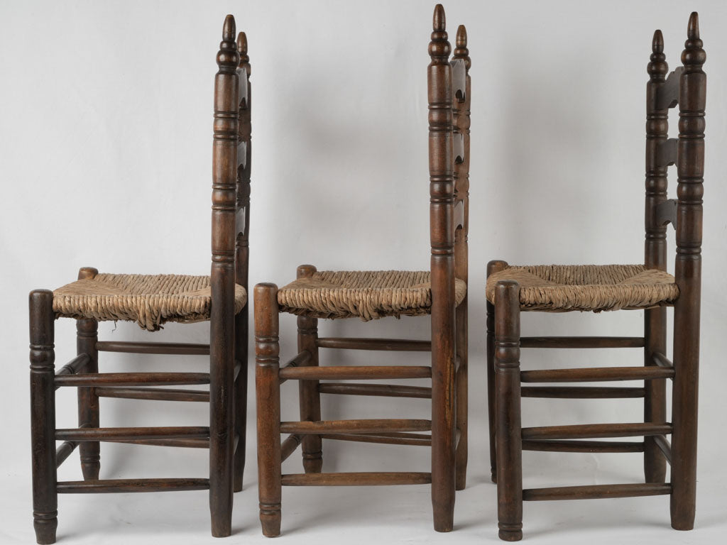 Traditional artisanal ladderback rush dining chairs