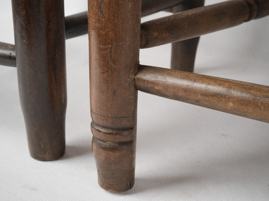 Crafted vintage walnut rush seat dining chairs