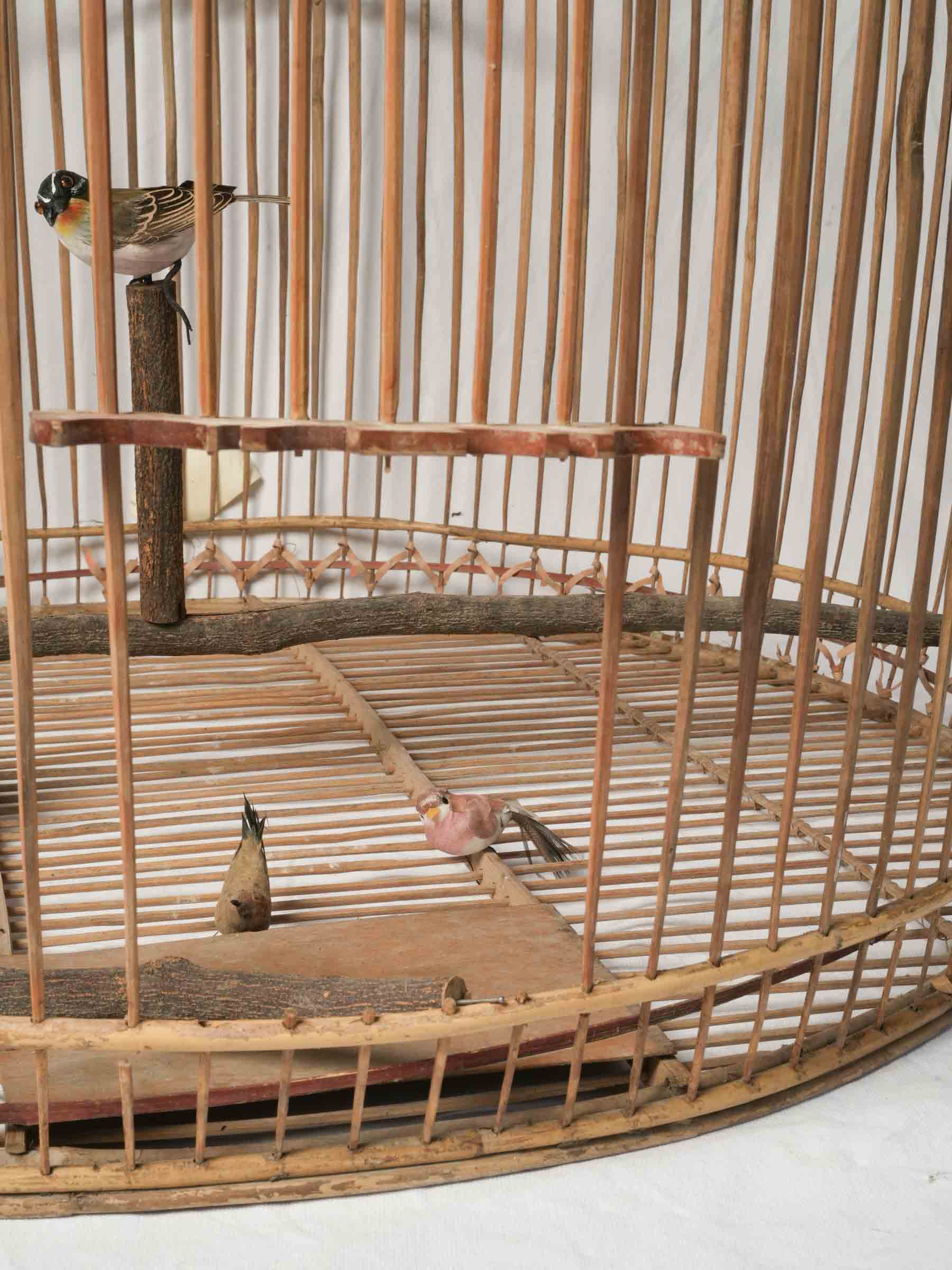 Oversized Natural Cane Hanging Birdcage w/ Pretty Carved Door - 43¼"