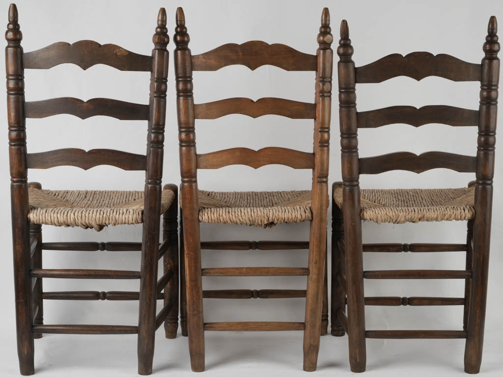 Charming French ladderback rustic dining chairs