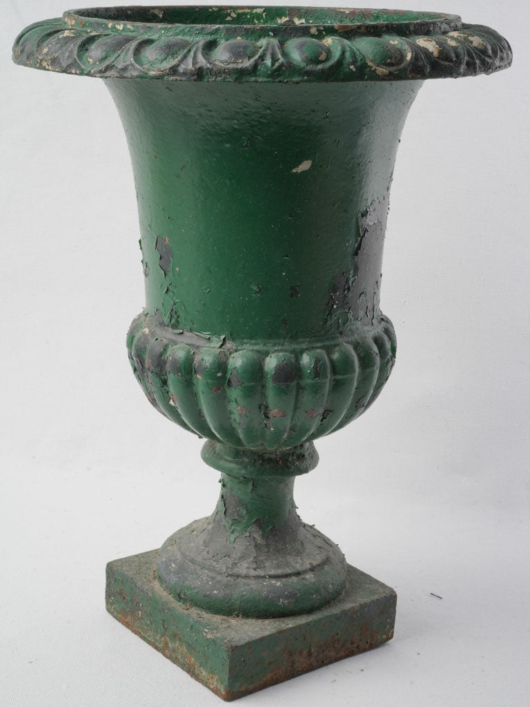 Aged patina outdoor planter urn