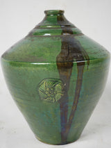 Vintage French green-glazed ceramic pot
