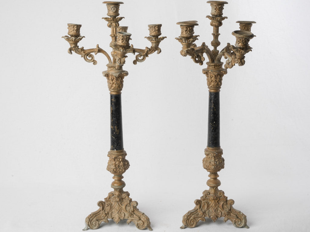 Ornate Pair of Mid-19th Century Napoleon III Bronze Candelabra - 25¼"