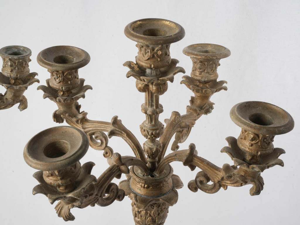 Ornate Pair of Mid-19th Century Napoleon III Bronze Candelabra - 25¼"