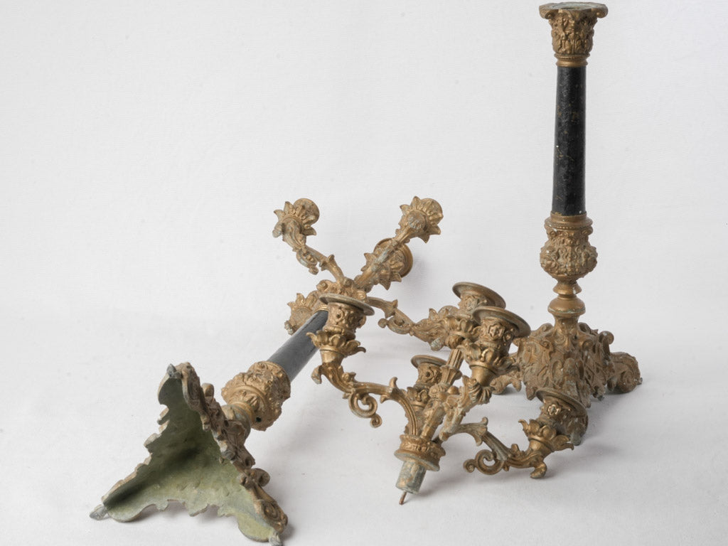 Ornate Pair of Mid-19th Century Napoleon III Bronze Candelabra - 25¼"