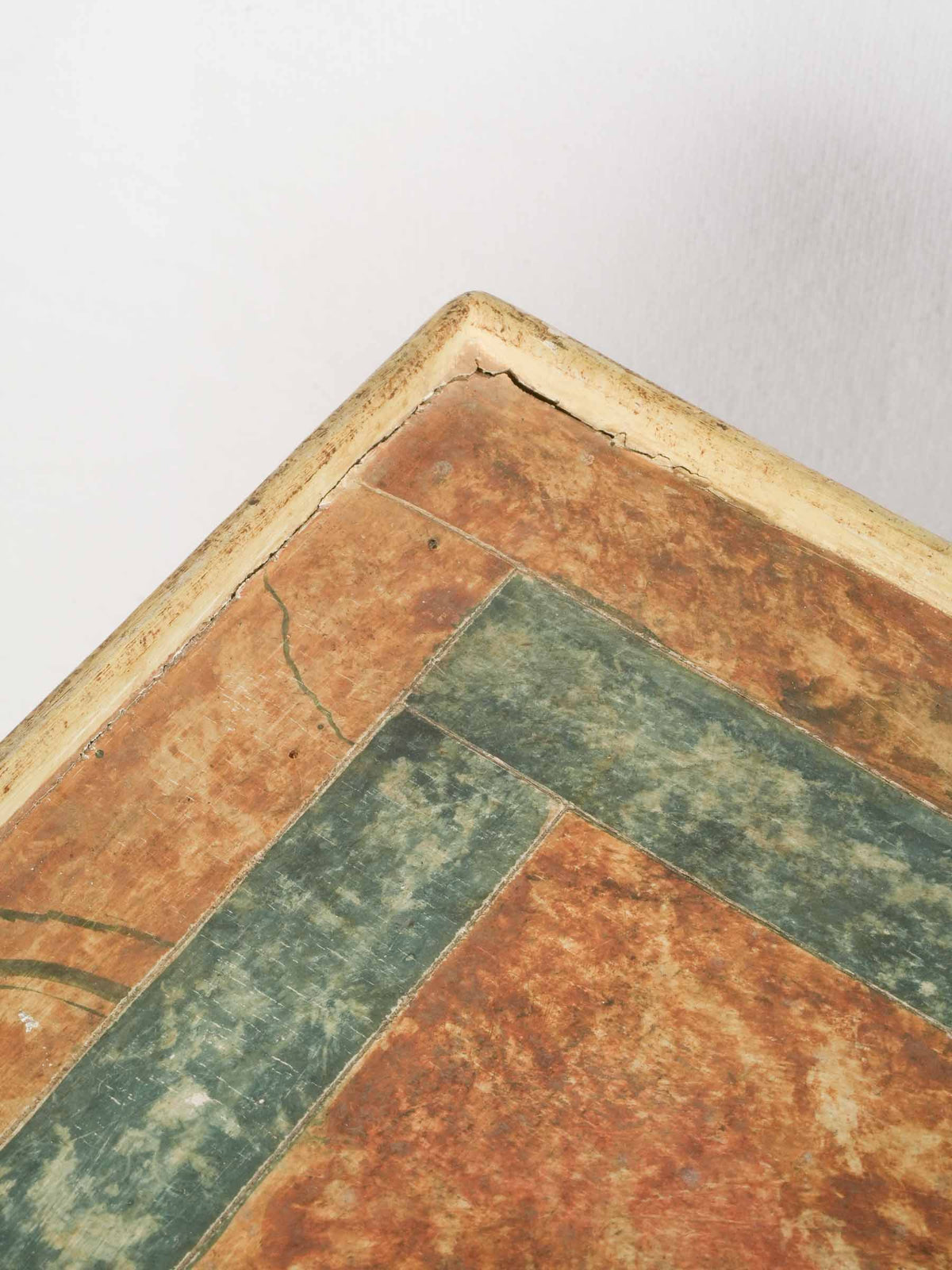 Cheerful Pair of Vintage French Painted Side Tables with Faux-Marble Tops - 27¼" x  19¾"