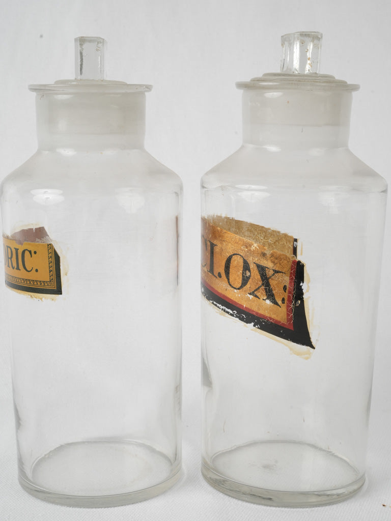Original label French glass apothecary containers