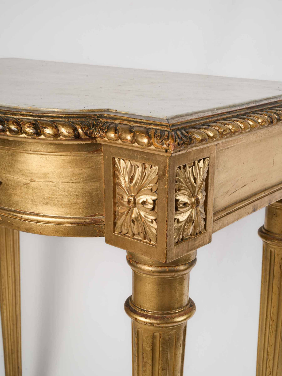 Small 19th-Century Giltwood Console Table with White Marble Top - 36¼" x  28¼"
