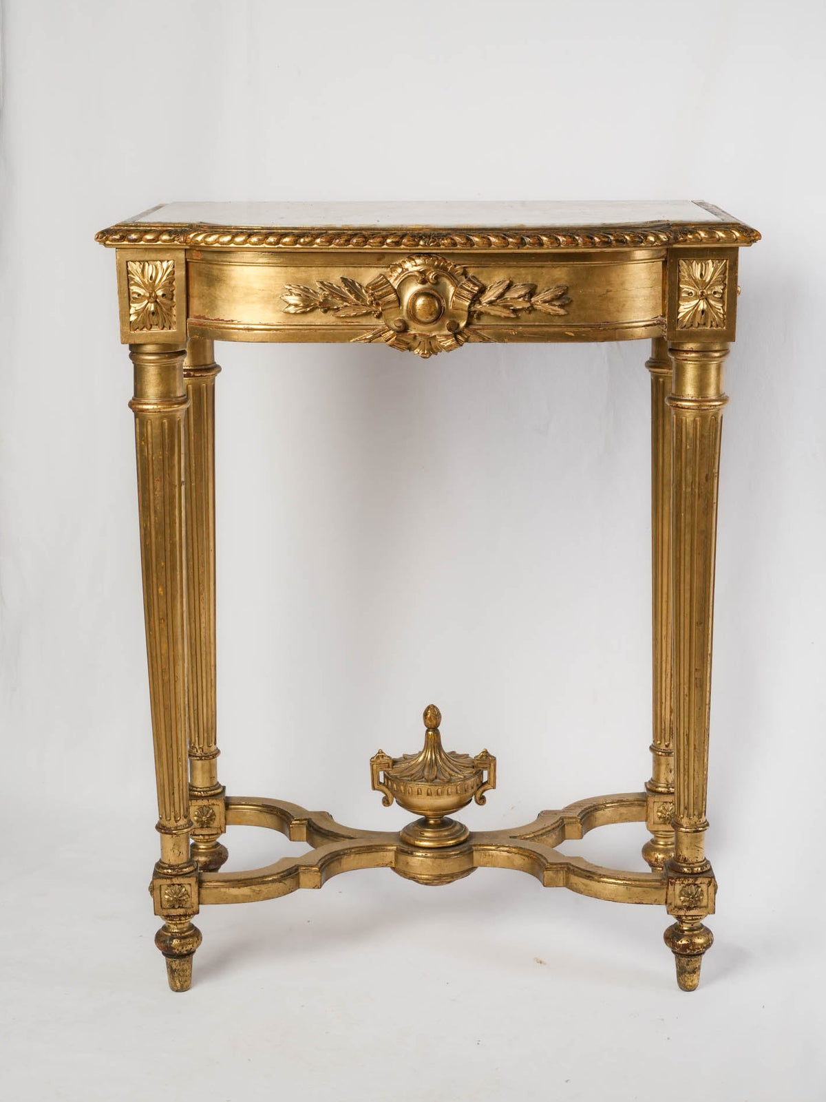 Small 19th-Century Giltwood Console Table with White Marble Top - 36¼" x  28¼"