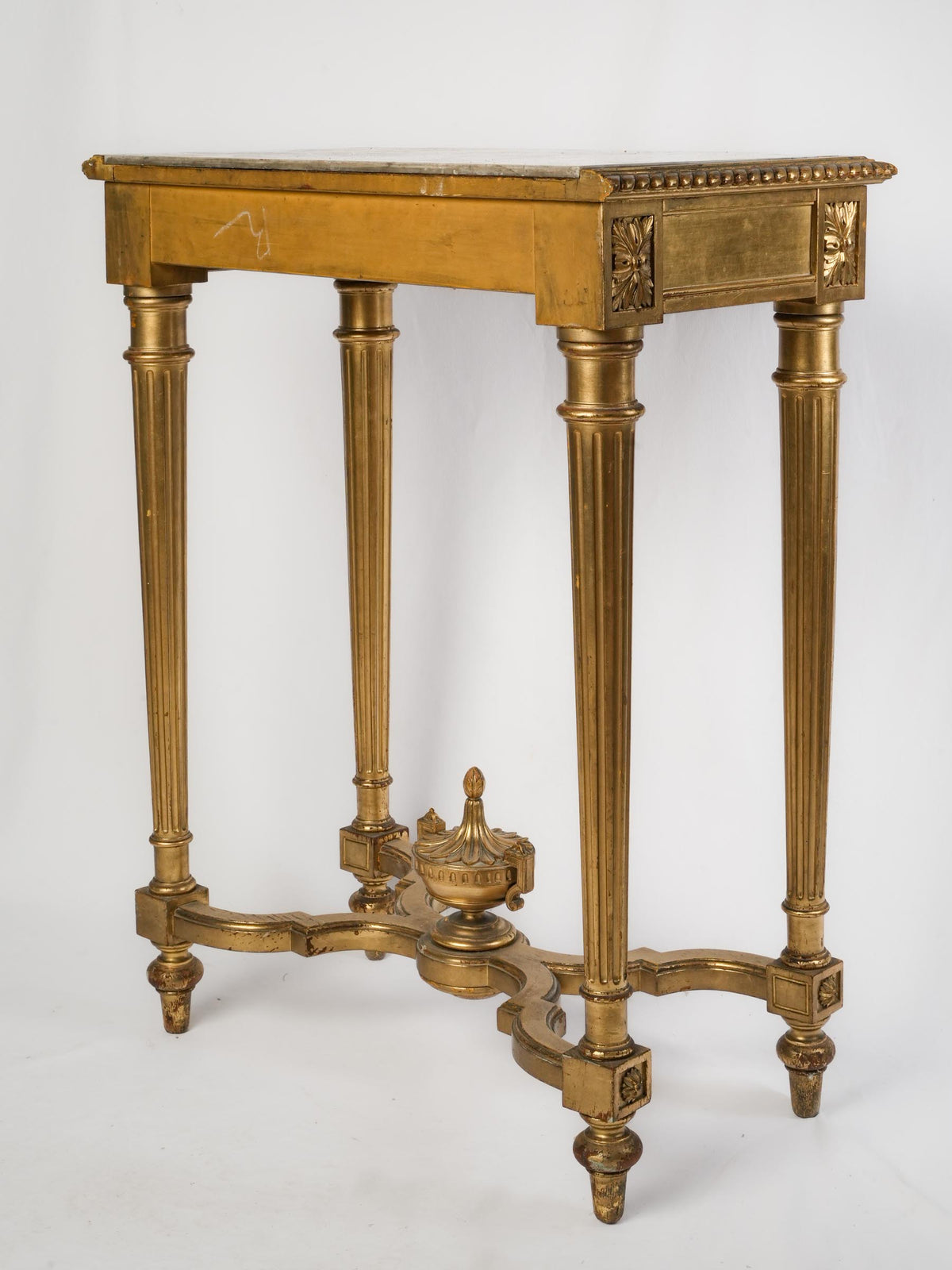 Small 19th-Century Giltwood Console Table with White Marble Top - 36¼" x  28¼"