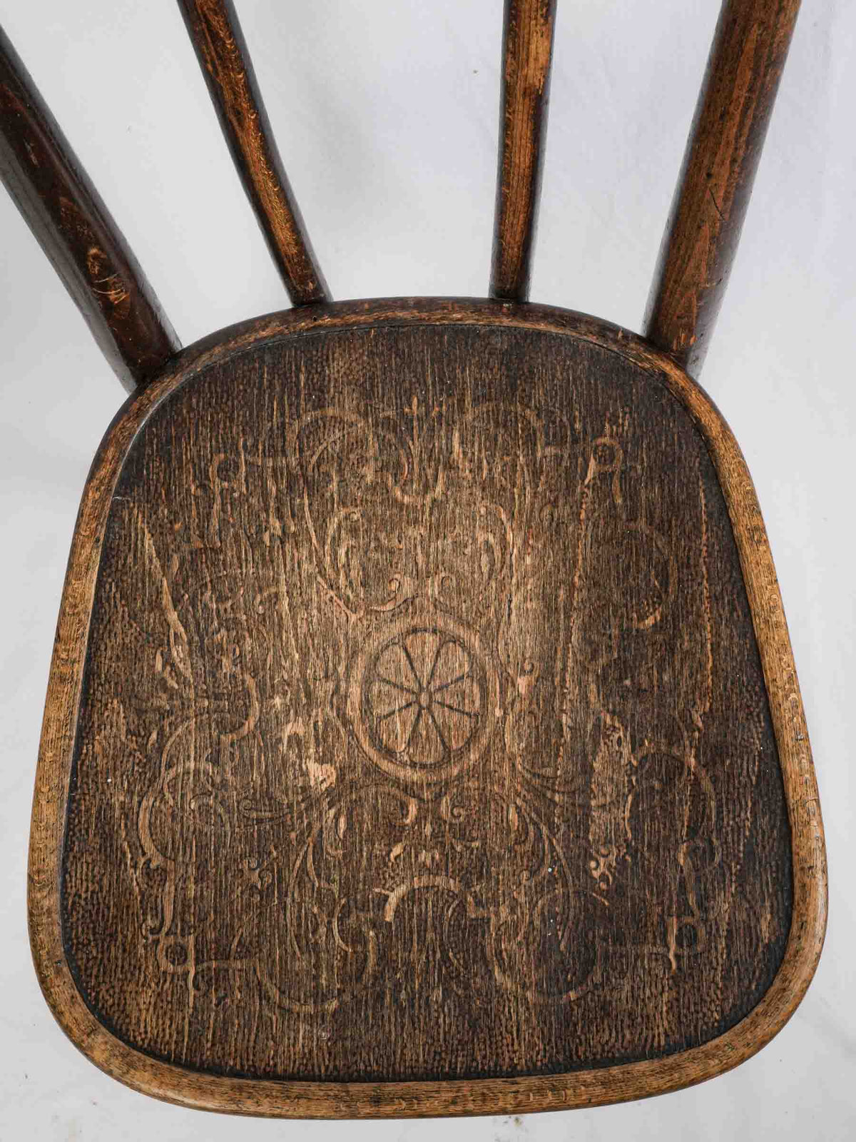 Pair of Early 20th-Century Thonet Bentwood Bistro Chairs with Embossed Seats