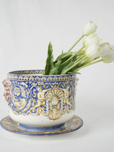 Decorative Renaissance-style earthenware Gien flowerpot
