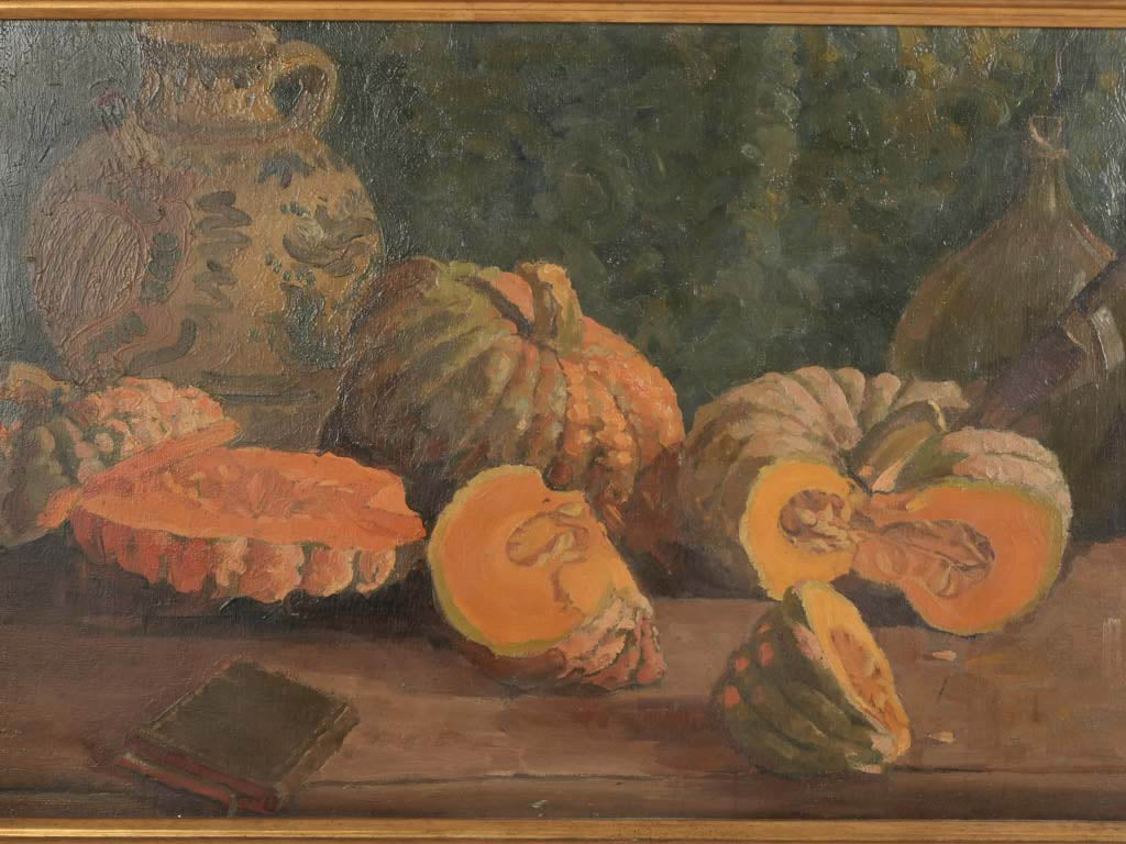 Ochre-toned artwork with squashes  