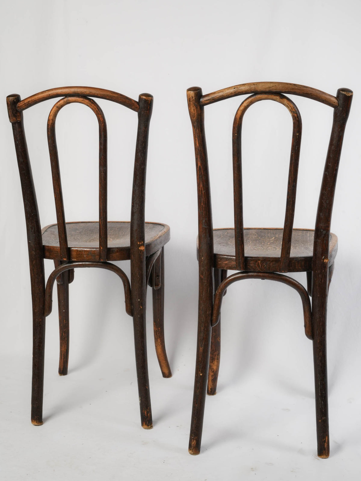 Pair of Early 20th-Century Thonet Bentwood Bistro Chairs with Embossed Seats