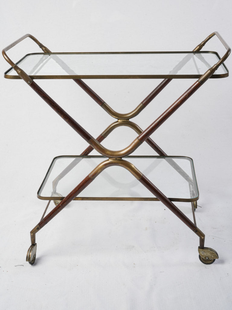 Elegant glass and wood bar cart